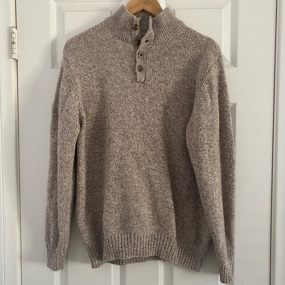L.L Bean Men’s Regular Henley Lambs Wool Fisherman Sweater Size X-Large